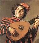 Frans Hals Famous Paintings - Buffoon Playing a Lute